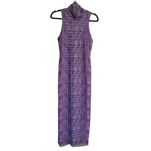 AFRM Purple Crocodile Mesh turtleneck sleeveless bodycon dress Size Sm